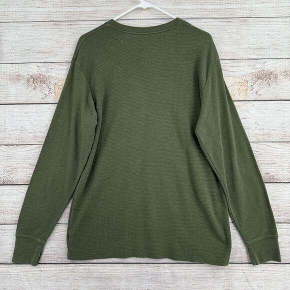 Realtree Team Henley Shirt Men's Size Medium Green Knit Long Sleeve - Picture 2 of 10
